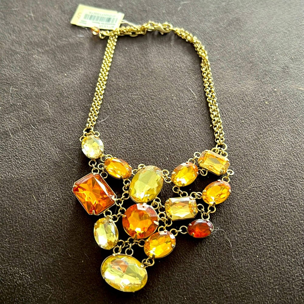Gold Necklace w/ Brown Stones